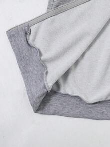 SHEIN Sparklyn 三件套少女休闲套装，包括带马图案的连帽拉链卫衣、白色背心和松紧腰直筒裤，秋季款 - 灰色 - 查看 7