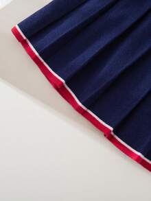 Souflis Souflis 刺绣优雅针织连衣裙套装，居家、外出、聚会皆宜 - 藏蓝色 - 查看 5