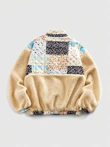 ROMWE MEN Street Life Áo khoác ấm áp in họa tiết hoa vá thời trang mùa đông cho nam - Nhiều màu - Xem 2