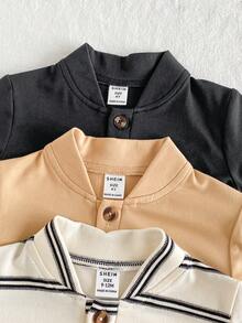 SHEIN Vintaside Kids Bộ 3 áo thun tay ngắn phong cách tối giản màu trơn cho bé trai, đen, trắng, xám carbon, thời trang và đa năng, thích hợp cho các hoạt động vui chơi ngoài trời, giải trí tại nhà, thể thao và thể hình, tiệc tùng, v.v. - Nhiều màu - Xem 6