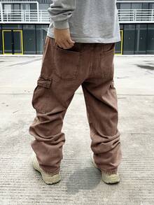 Manfinity EMRG Loose Fit Denim Pants - Brown - View 2