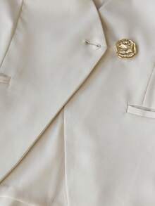 Aveloria Modichic Fashionable & Elegant Casual White Wide-Leg Pants, White V-Neck Suit Set With Metal Button Decor - White - View 7