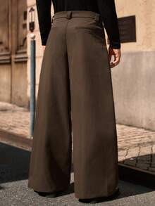 HIMLAND 男士梭织时尚休闲宽松阔腿纯色宽松裤，适合日常穿着和上学穿着 - 棕色 - 查看 2