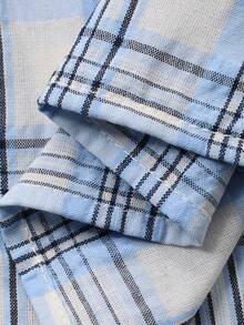 DAZY Women's Elastic Waist Pocket Plaid Casual Pants, Suitable For Daily Wear And Home - Blue - View 9