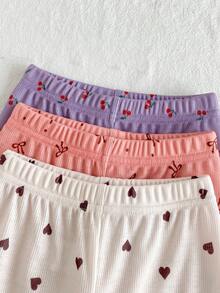 SHEIN Vintaside Kids 3件套女童夏季套装，女婴短袖波点休闲时尚套装 - 粉色 - 查看 10