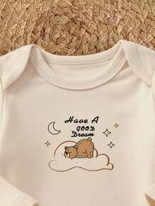 Loomiva Newborn Baby Girl/Boy Cartoon Bear Pattern Knitted Soft Crew Neck Long Sleeve Bodysuit & Elastic Waist Pants 2pcs Set - Multicolor - View 4