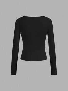 Tseoso 3pcs Black 95% Cotton Cropped Casual Fitted T-Shirts, Suitable For Summer Spring - Black - View 6