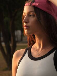 Exploreva Casual Women's Grey Fabric Tank Top Regular Length Sleeveless Round Neck Colorblock For Outdoors - Grey - View 5