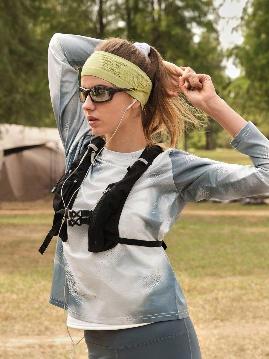 SHEIN In My Nature 女士扎染印花圆领户外长袖T恤 - 灰色 - 查看 1