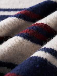 Airaco 女士休闲宽松条纹高领毛衣，秋冬季 - 淺灰色 - 查看 7