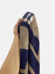 Rusticease Conjunto de 2 piezas de talla grande para mujer con estampado geométrico, cuello redondo, manga larga y bajo asimétrico, top y pantalones, conjunto casual de invierno - Azul Marino - Ver 8