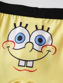 SpongeBob SquarePants | SHEIN 男童卡通图案舒适时尚泳裤 - 黃色 - 查看 10