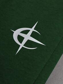 Manfinity EMRG 男士街头风，ins风嘻哈风，二合一腰带，小印花图案腰带，小英文Logo，宽松灰色运动裤，直筒裤型，四季皆宜，适合日常搭配，滑板嘻哈风，男友老公礼物，街头服饰，Y2K风格 - 綠色 - 查看 5