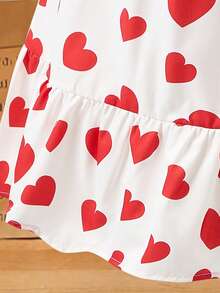 心形图案蝴蝶结后背短袖女童连衣裙 - 彩色 - 查看 4