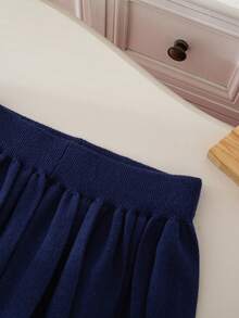 Souflis Souflis 刺绣优雅针织连衣裙套装，居家、外出、聚会皆宜 - 藏蓝色 - 查看 7