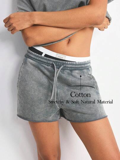 Ocili Women's Casual Comfortable Washed Bohemian Loose Autumn/Winter Pure Cotton Drawstring Shorts Pajama Bottom