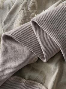 PAVTROS 男士哥特风做旧连帽卫衣，针织连帽衫，套头连帽衫，亮片提花面料，星空图案，独特，艺术感十足，街头风，男女皆宜，情侣款，说唱歌手风格，送给男友的礼物，闪亮星星图案连帽衫 - 駝色 - 查看 8