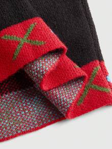 ROMWE كارديجان نسائي بتطريز رجل الزنجبيل والرجل الثلجي، بألوان متباينة مُحاك - الأسود - مشاهدة 5