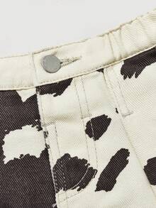 SHEIN Toddler Girls' Colorblock Print Denim Skirt - Multicolor - View 3