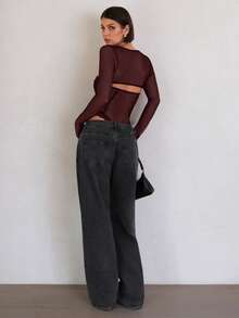 SHEIN BAE Áo corset ren chắp vá gợi cảm cho nữ, trang phục, câu lạc bộ, trang phục phương Tây - Màu Tím - Xem 4