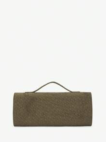 SHEIN SXY 女士手提包，亮片装饰，时尚简约，优雅百搭，经典麂皮材质，适合各种场合，如约会、日常、购物、下午茶、派对、舞会、夜店、生日、晚宴、约会之夜等。 - 橄欖綠 - 查看 4