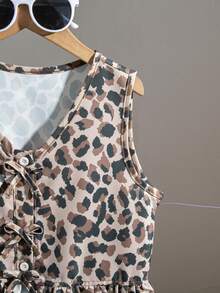 SHEIN 2pcs Tween Girls Camisole Shirt With Bow Button And Elongated Pants Set - Multicolor - View 3