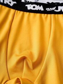 TOM & JERRY X SHEIN Tween Boy 2pcs Cute Cartoon Graphic Contrast Letter Tape Waist Comfortable Trunks - Black - View 4