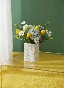 Joivida 1pc Ceramic Book Vase - Rectangular Floral Design For Home Decoration, Multi-Functional Storage And Display Of Fresh Flowers, Tulips, Table Or Shelf Decoration, Classic Style Decorative Vase, Vivid Illustration Cover Design - Multicolor - View 3