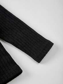 Cozy Pixies Baby Girl Soft Knit Casual Versatile Solid Color Turtleneck Long Sleeve Top - Black - View 5
