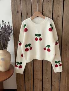 SHEIN Genkimix Kids كنزة صوفية كاجوال أنيقة بطبعة الكرز للفتيات المراهقات، كنزة صوفية للفتيات المراهقات، ملابس كرز جميلة، كنزة صوفية فراولة للفتيات المراهقات، طقم متطابق محبوك للفتيات المراهقات، ملابس شتوية محبوكة للأطفال، كنزة صوفية للفتيات المراهقات، كنزة صوفية محبوكة بأكمام طويلة، كنزة صوفية للفتيات المراهقات، كنزة صوفية شتوية للأطفال، كنزة صوفية محبوكة فتاة طويلة، سترات خريفية للأطفال، ملابس فتاة أطفال شتوية وخريفية، بلوفر للفتيات، كنزة صوفية للنساء بياقة طاقم، كنزة صوفية محبوكة بتصميم كابل، كنزة صوفية كرز - لون مشمشي - مشاهدة 5