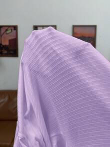 SHEIN EZwear Plus Size Women Frill Collar Ribbed Casual Versatile Long Sleeve T-Shirt, Suitable For Work And Vacation - Lilac Purple - View 8