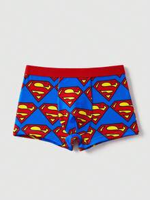 SUPERMAN X SHEIN Young Boy 1pc Superhero Allover Print Trunks