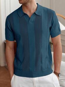 Manfinity Homme Men's Short Sleeve Half-Zip Casual Business Everyday Knit Top Men Polo Shirt Blue Tops For Men Men Knit Shirt Summer Wear For Men Men Knitted Polo - Multicolor - View 3