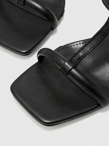 CUCCOO BIZCHIC Women's Fashion Square Toe Chunky Heel Sandals, Summer - Black - View 8