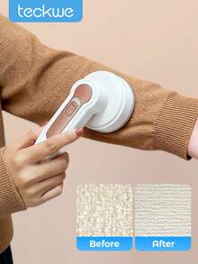 Teckwe Rechargeable & Portable Electric Lint Remover, Fabric Shaver, Effectively And Quickly Remove Fuzz, Pills, And Lint From Furniture, Carpet, Clothes, Cleaning Tool - White - View 1