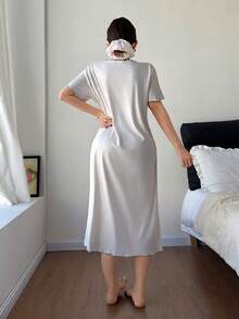 Dream Adore 考拉纹理封边简约休闲女式睡衣 - 米色 - 查看 3