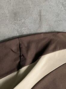 AXEPEAK 男士撞色印花圆领短袖T恤 - 棕色 - 查看 7