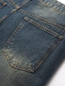 Manfinity LEGND Men's Slim Straight Ripped Distressed Jeans - Medium Wash - View 7