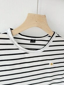 Tseoso 4pcs Set All-Match Solid Color Round Neck Fitted Short Sleeve Crop T-Shirts For Women, Daisy Embroidered,Sexy Cute Y2K Coconutgirl Boho Music Festival Suitable For Going Out - Multicolor - View 7