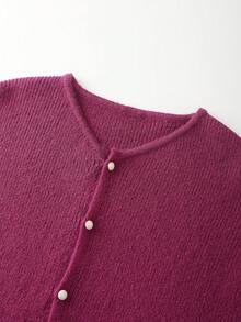 INAWLY Áo khoác cardigan cài nút tối giản cổ điển - Lạc đà - Xem 4