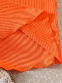 SHEIN Áo ba lỗ cổ tròn không tay họa tiết nơ nhiều màu cho bé gái - trái cam - Xem 6