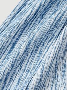 SHEIN MOD Quần ống rộng kiểu vintage dành cho nữ, thắt nơ eo, thoải mái và thanh lịch, thời trang, quần ống rộng nữ, quần nơ, quần đi nghỉ mát, phong cách Boho, xuân/hè, ngày Valentine, quần đi biển cho nữ, kỳ nghỉ hè, quần vải lanh, quần ống rộng, quần mùa hè, quần thường ngày cho nữ - Xanh và trắng - Xem 6