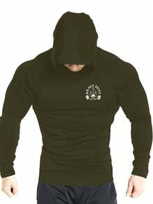 Gym Rark Men's Contrast Color Print Long Sleeve Sweatshirt - Army Green - View 3