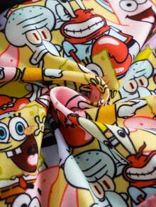 SpongeBob SquarePants | SHEIN Tween Boy 2pcs Soft Breathable Cute Cartoon Pattern Trunks - Yellow - View 5