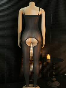 1 st sexig rygglös glödande bodysuit för kvinnor - Svart - Visa 2