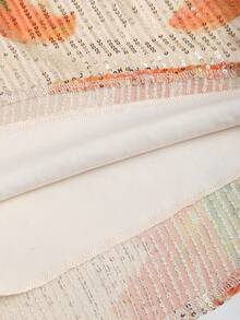 Sweetra 春夏新款女士时尚高街风格子复古性感修身印花串珠优雅派对度假百搭舒适休闲黄色连衣裙 - 杏色 - 查看 3