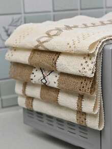 一套家用日常乡村风格微波炉防尘罩布，日常客厅餐桌和茶几装饰布，桌面保护罩，适用于家庭餐桌和节日装饰，也可用于微波炉、餐盘垫、床头柜罩、派对罩、桌布等。 - 彩色 - 查看 6