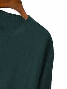 EMERY ROSE 女士优雅宽松长袖系腰针织衫裤套装，大码，适合外出、派对、婚礼宾客等场合，秋冬季 - 墨綠色 - 查看 3