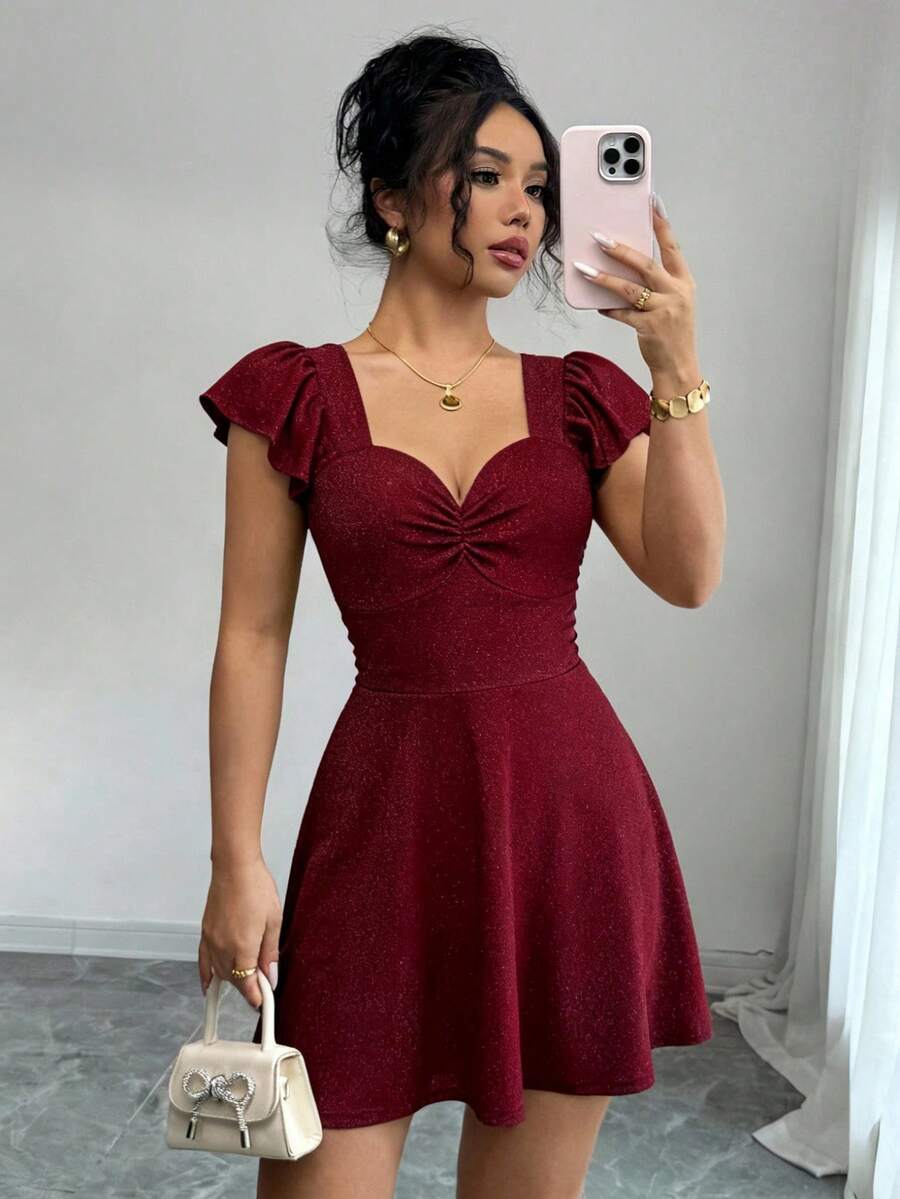 GlowEve Women's Elegant Sexy Shiny Mini Dress - Red - View 1