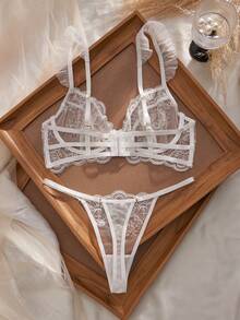 2件套浪漫刺绣钢圈文胸套装